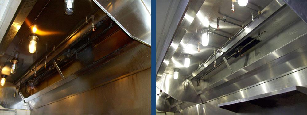Commercial kitchen canopy and grease-filter cleaning